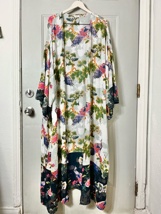 Cost Plus World Market Other - World Market Peacock Print Open Front Longline Kimono One Size